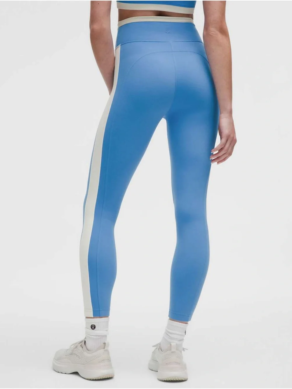 lululemon Sky Blue Super High-Rise Leggings with white Side Stripe size 4